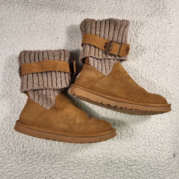 UGG Australia Cambridge women's boots chestnut suede and knit material size 7 - Picture 2 of 6